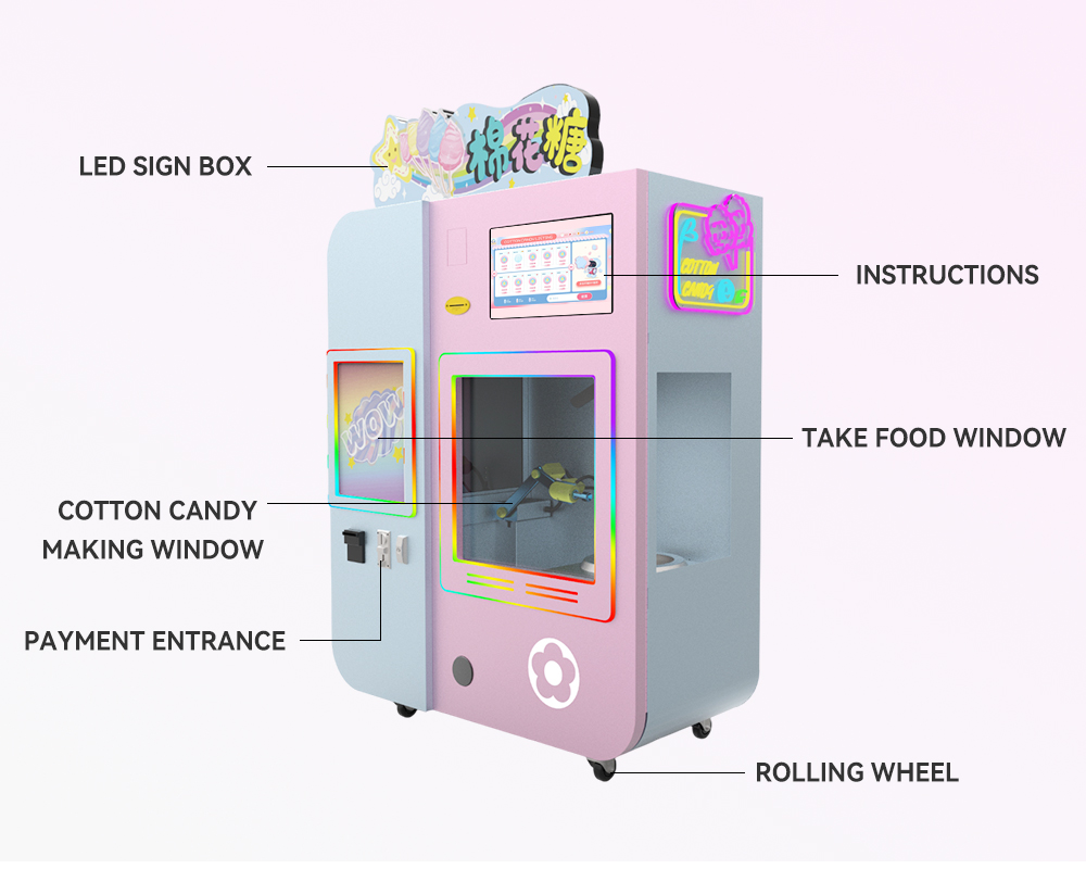 Candy Vending Machine - Maßgefertigte Industrielle Zuckerwattemaschine für Verkaufsautomaten Münzbetriebene